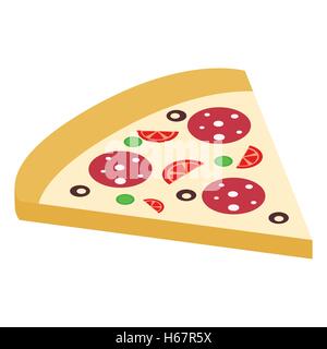 Salame pizza slice isometrica Icone 3D Illustrazione Vettoriale