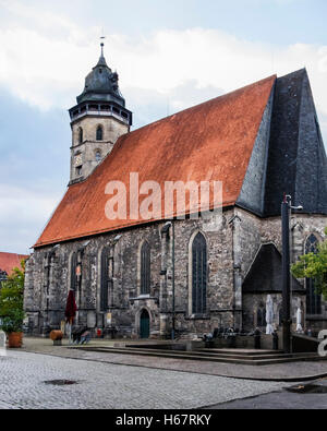 San Biagio kirche di pietra graziosa chiesa evangelica, edificio storico in Hann. Münden, Bassa Sassonia, Germania Foto Stock