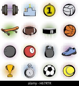 Sport icone fumetti Illustrazione Vettoriale