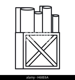 Rotoli di carta bianca in una scatola di legno icona Illustrazione Vettoriale