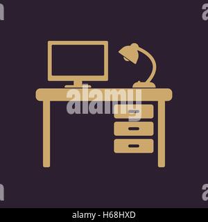 La tabella icona. Il luogo di lavoro e lavoro, ufficio, simbolo di lavoro. Appartamento Illustrazione Vettoriale