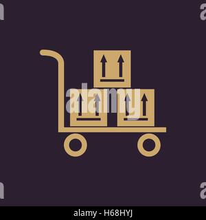 Il magazzino carrello con scatole icona. Consegna e logistica e spedizioni, simbolo di trasporto. Appartamento Illustrazione Vettoriale