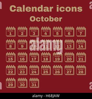 L'icona del calendario. Ottobre simbolo. Appartamento Illustrazione Vettoriale