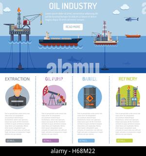 Industria petrolifera Infographics Illustrazione Vettoriale