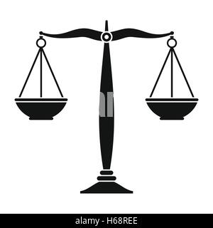 Scale di giustizia icona nera Illustrazione Vettoriale