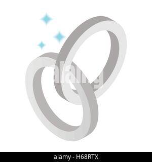 Argento anelli metallici in vista isometrica Icone 3D Illustrazione Vettoriale