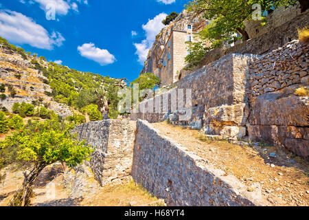 Pustinja Blaca hermitage nel deserto di pietra di isola di Brac, Dalmazia, Croazia Foto Stock