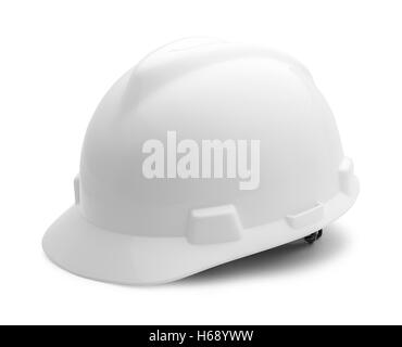 White elmetto con copia spazio isolato su sfondo bianco. Foto Stock