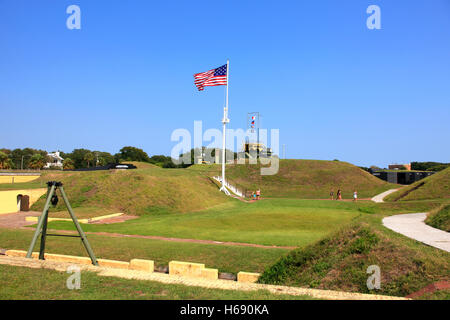 Fort Moultrie su Sullivan's Island in SC. Costruito nel 1776 per proteggere la città di Charleston. Foto Stock