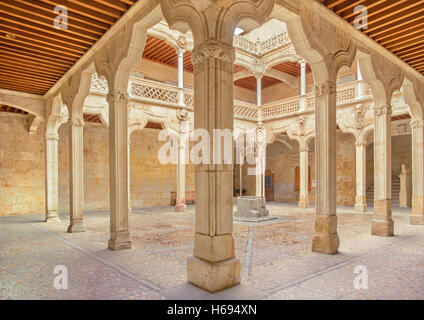 SALAMANCA, Spagna, aprile - 17, 2016: l'atrio della Casa de las Conchas - casa dei serbatoi Foto Stock