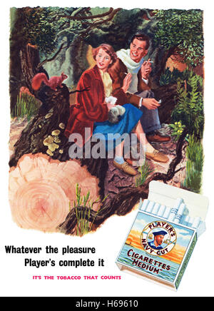 1953 British pubblicità per il giocatore che Navy sigarette Foto Stock