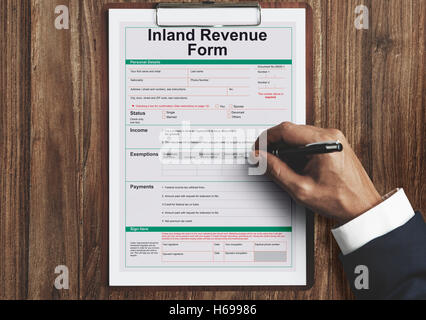 L Inland Revenue Dettagli modulo Concept Foto Stock