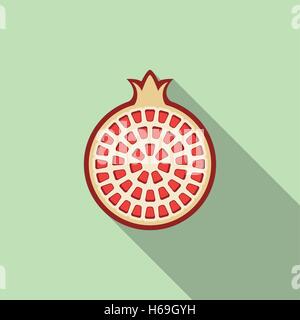 Vettore icona piatto di frutta melograno tagliare Illustrazione Vettoriale