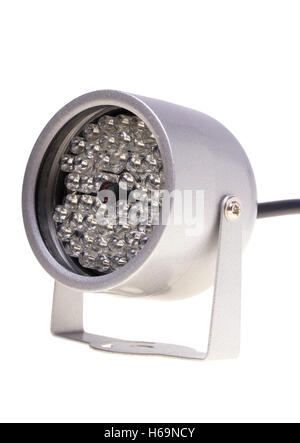 Illuminatori ad infrarossi illuminazione notturna per i sistemi di sicurezza e videosorveglianza isolati su sfondo bianco Foto Stock