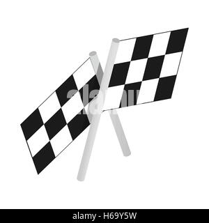 Bandiere a scacchi motor racing isometrica Icone 3D Illustrazione Vettoriale