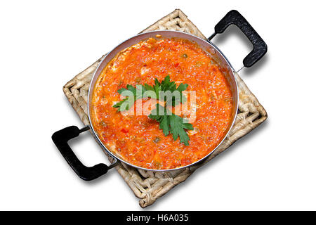 Uno turco-pan uova e peperoni (Menemen) Foto Stock