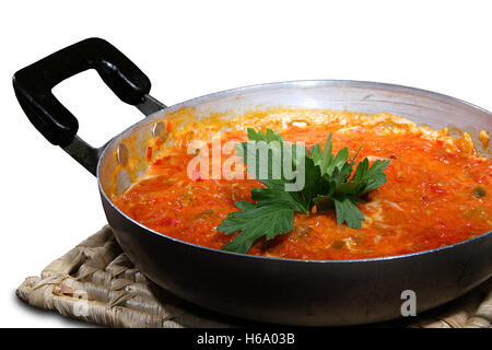 Uno turco-pan uova e peperoni (Menemen) Foto Stock