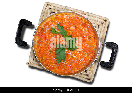 Uno turco-pan uova e peperoni (Menemen) Foto Stock