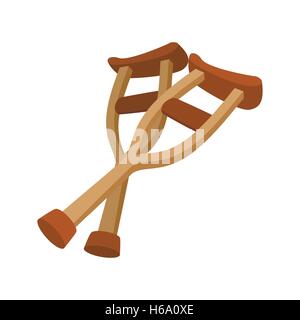 Un paio di stampelle in legno icona cartoon Illustrazione Vettoriale