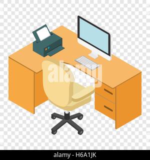 Computer desk isometrica del luogo di lavoro 3D Illustrazione Vettoriale