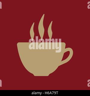 Il caffè e la tazza di icona. Simbolo del tè. Appartamento Illustrazione Vettoriale