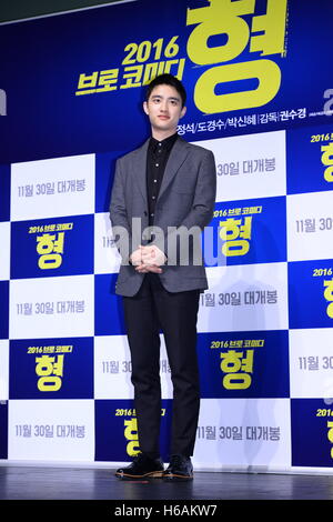 Seul in Corea. 26 ott 2016. Peccato hye Park, Cho Jung Seok e D.O. Doh Kyungsoo partecipare alla conferenza di produzione del fratello a Seul, in Corea il 26 ottobre, 2016.(Cina e Corea diritti) © TopPhoto/Alamy Live News Foto Stock