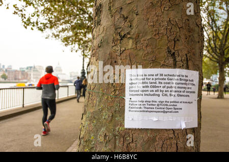 Proposta di sito del controverso Giardino Ponte a Londra il South Bank, Waterloo, Lambeth, REGNO UNITO Foto Stock