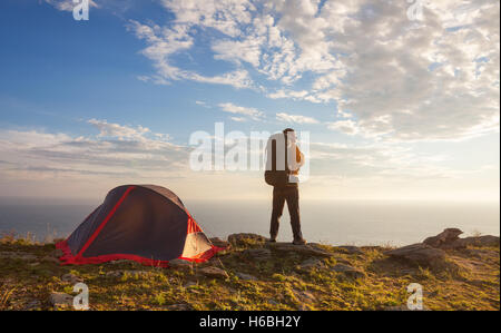 Sunrise in campeggio giorno Foto Stock