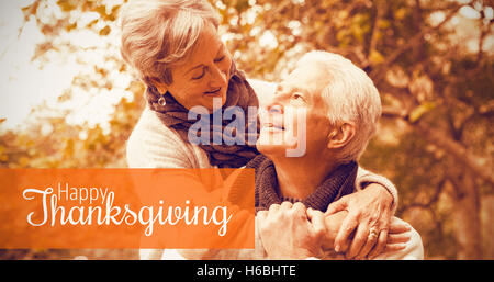 Immagine composita della coppia senior nel parco Foto Stock