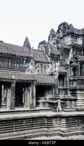 Templi di Ankgor famoso vecchio buddista landmark rovine di templi dettaglio vicino a Siem Reap Cambogia Foto Stock