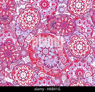 Modello senza soluzione di continuità sulla base di tradizionali elementi asiatici Paisley Illustrazione Vettoriale