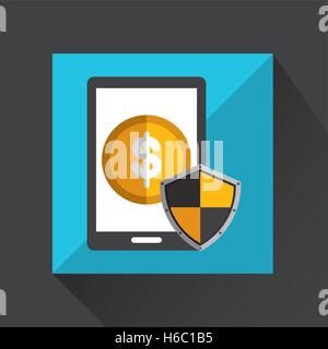 Smartphone risparmio di denaro scudo icona di protezione Illustrazione Vettoriale