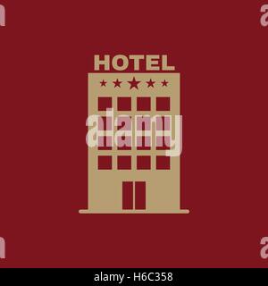 L'Hotel icona. Simbolo di viaggio. Appartamento Illustrazione Vettoriale