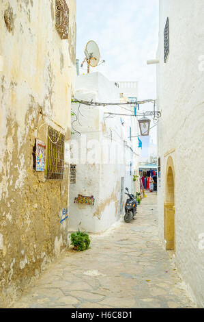 Medina di turista Hammamet è molto pulita e accogliente con piccole case restaurate e strade strette Foto Stock