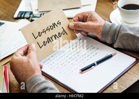 Abbiamo imparato la lezione degli errori il concetto di motivazione Foto Stock