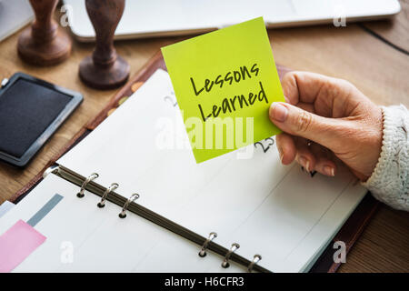 Abbiamo imparato la lezione degli errori il concetto di motivazione Foto Stock