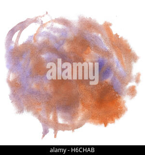 Abstract marrone Viola acquerello splash . goccia acquerello blot isolato per il design art Foto Stock