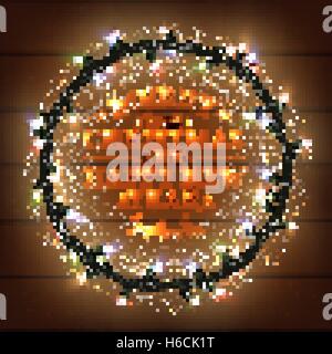 Incandescente Varicolored le luci di Natale corona Illustrazione Vettoriale