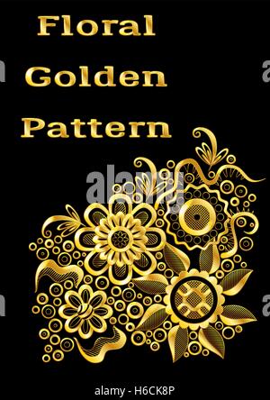 Abstract Golden motivo floreale Illustrazione Vettoriale