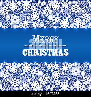 Telaio di natale con diversi tipi di fiocchi di neve con spazio per il testo e le parole Buon Natale Illustrazione Vettoriale