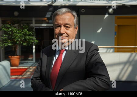António Guterres, Segretario Generale designato della Nazioni Unite nella sede dell'UNHCR a Ginevra nel 2014. Foto Stock