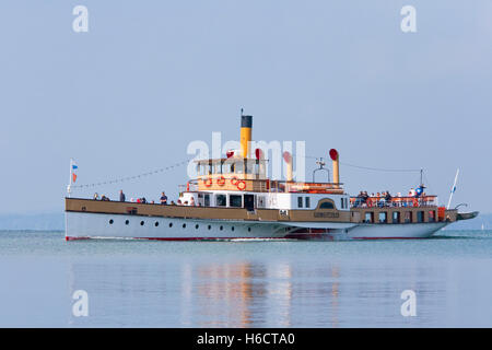 Battello a vapore Ludwig Fessler, costruito nel 1926, nave, il lago Chiemsee, Chiemgau, Bavaria Foto Stock