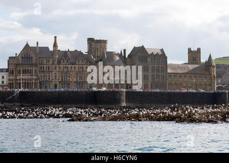 Aberystwyth vecchio collegio. Fondata nel 1872 e fu l'originale università di Aberystwyth. Foto Stock