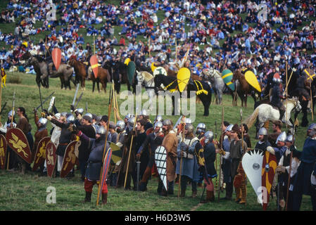 Battaglia di Hastings rievocazione. 1066. In Inghilterra. Regno Unito Foto Stock