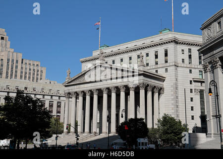 Il New York County Corte suprema, Foley Square, la parte inferiore di Manhattan, New York, Stati Uniti. Foto Stock