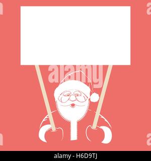 Illustrazione con Babbo Natale azienda vuoto bianco, luogo isolato per il testo per la tua creatività. Illustrazione Vettoriale