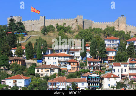 Samuele Fortezza (X secolo) di salita sopra la città vecchia di Ohrid Macedonia Foto Stock