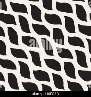 Vector Seamless in bianco e nero disegnato a mano forme ondulate Pattern. Abstract di Freehand Design di sfondo Illustrazione Vettoriale