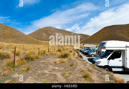 Lindis Pass sull'autostrada statale 8, Isola del Sud della Nuova Zelanda Foto Stock