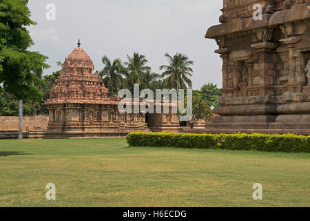 Amman Tempio della Dea Brihannayaki, il tempio di Brihadisvara complessa, Gangaikondacholapuram, Tamil Nadu, India. Vista da sud Wes Foto Stock